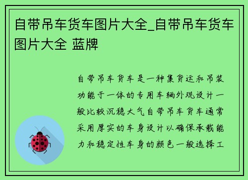 自带吊车货车图片大全_自带吊车货车图片大全 蓝牌